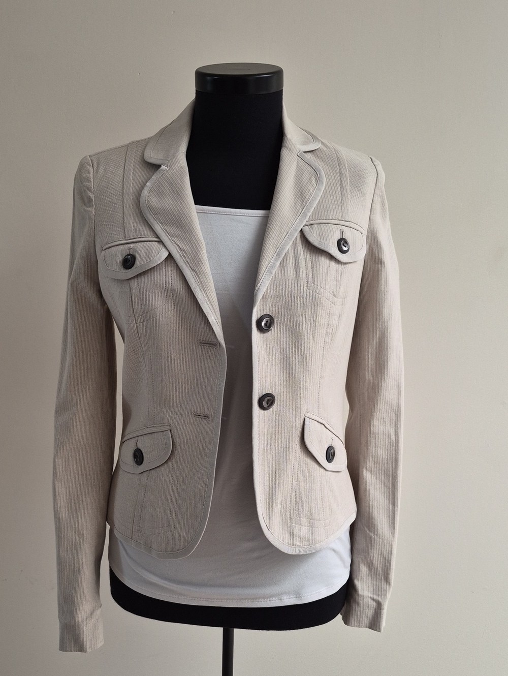 Mexx Light Tan Fitted Button-Up Blazer